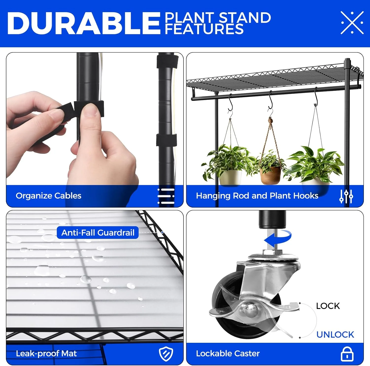 Barrina 4-Tier Plant Stand with 3-Pack T5 36W LED Grow Lights 3FT 5000K | Full Spectrum & Timer | WI36 - Image 4