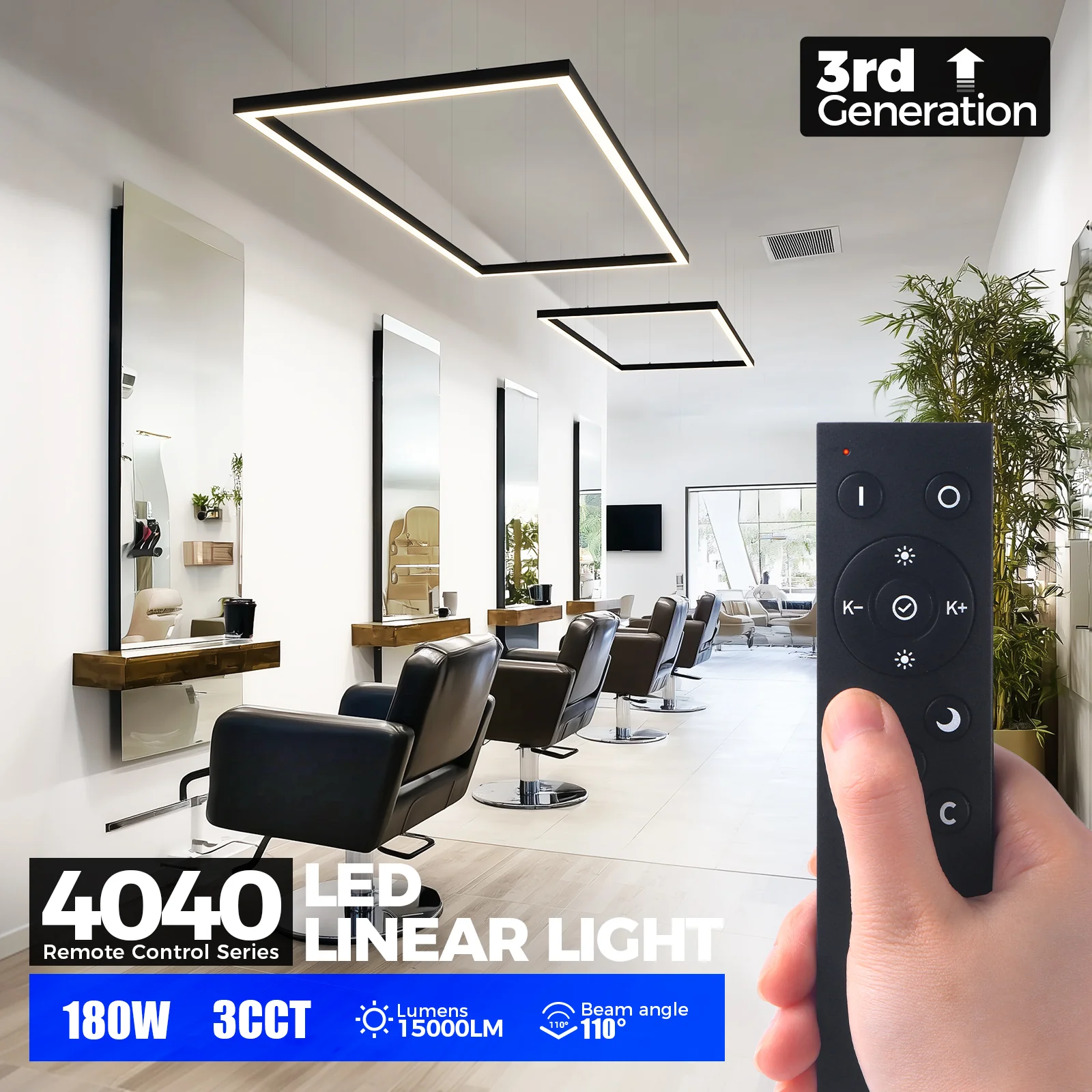 Barrina 4040 Remote Series 3nd-Generation 180W Rectangular Set LED Linear Lights 6FT * 3FT 3000K - 6000K 15000LM | Seamless Connection & Color Changing - Image 4