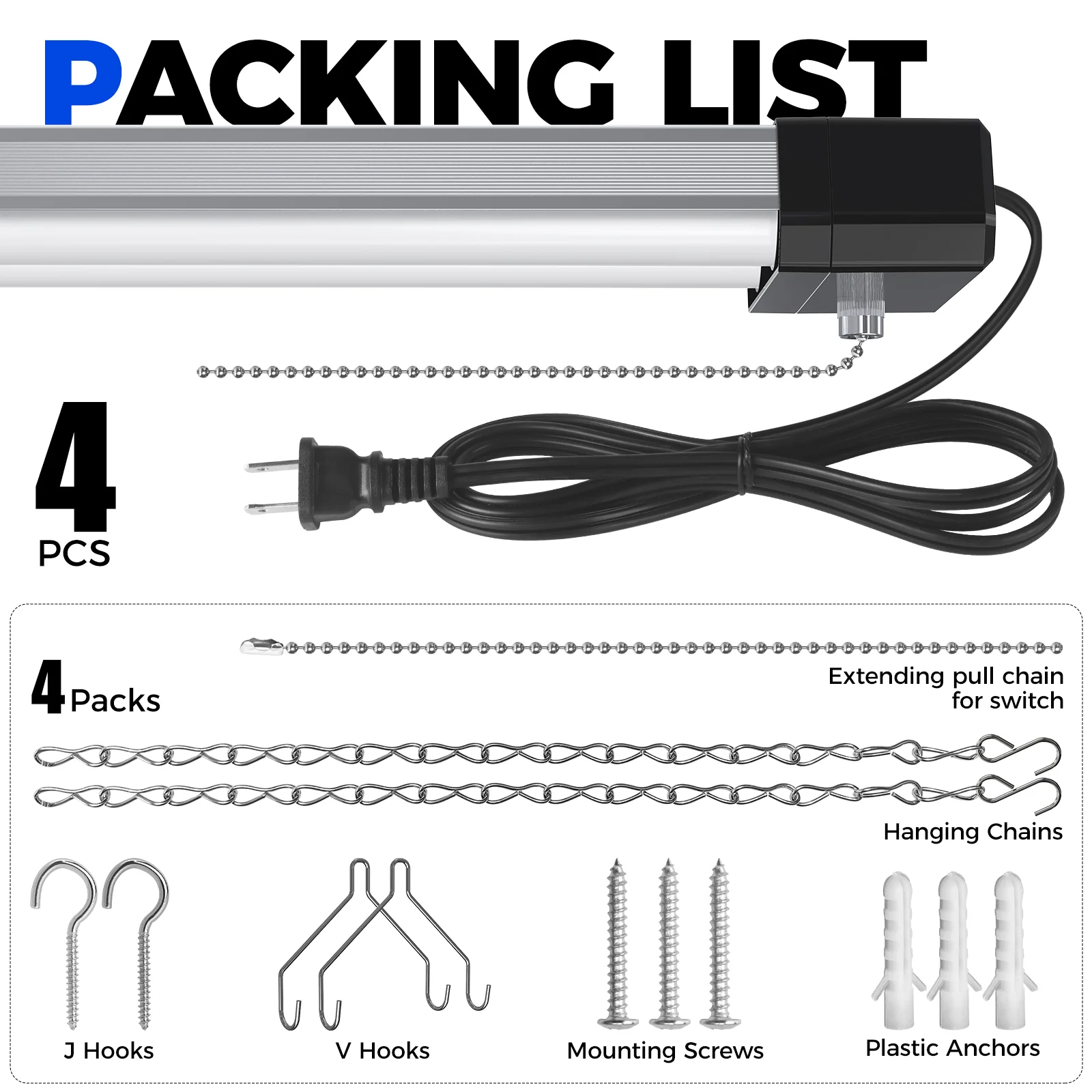 Barrina 42W LED Shop Lights 4FT 5000K 4800LM | Hanging, Linkable & Power Plug Cords | BS42a - Image 10