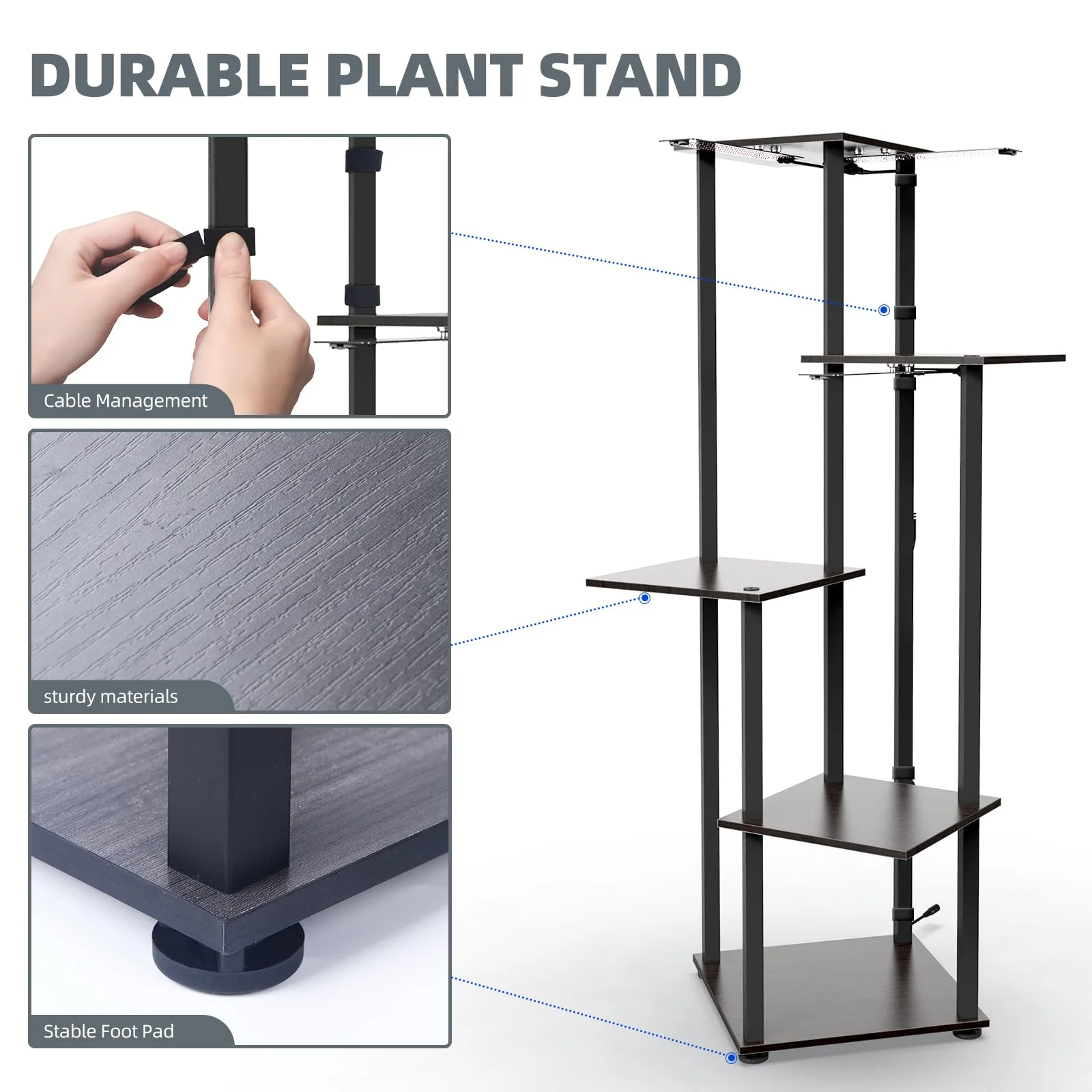 Barrina 5-Tier Plant Stand with 3-Pack 8W LED Grow Light Panels 3 Spectrums | Full Spectrum & Timer | DB08 - Image 8