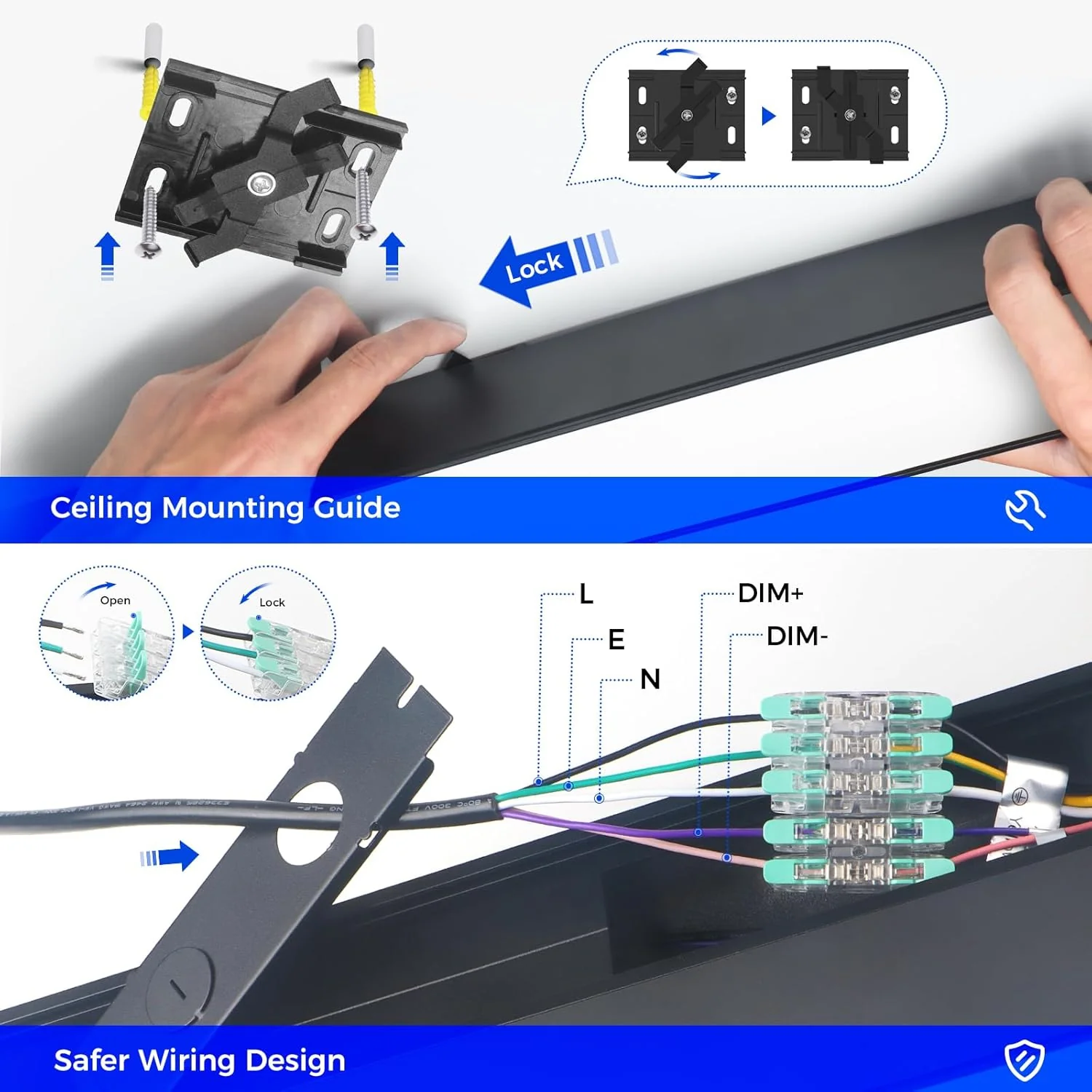 Barrina 5568-0-10V Series 2nd-Generation 226W Square Set LED Linear Lights 5FT * 5FT 3000K - 6000K 21600LM | Seamless Connection & Dimmer Not Included - Image 9