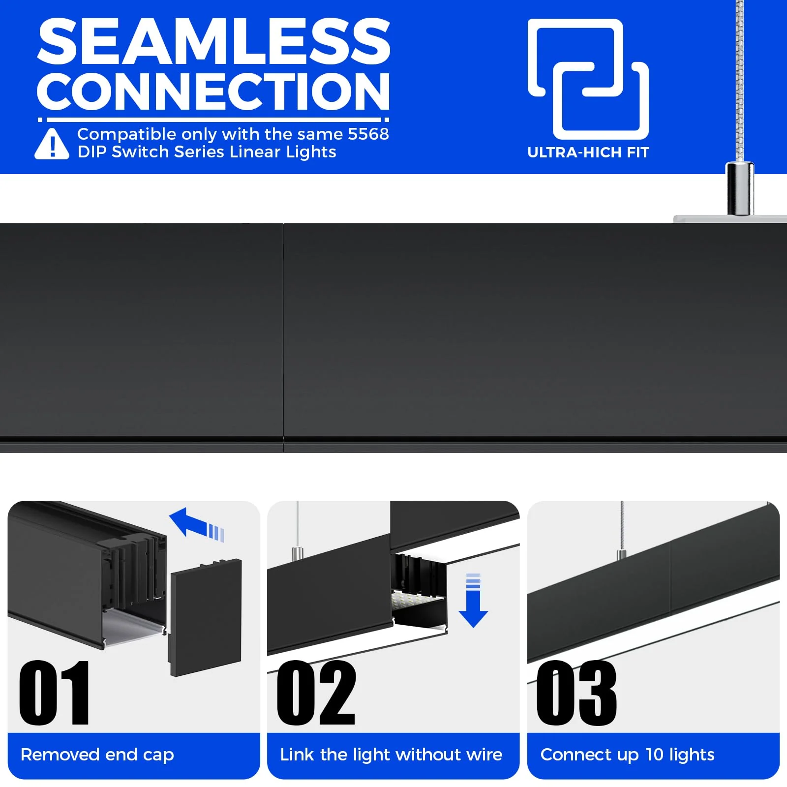 Barrina 5568 Dip Switch Series 2nd-Generation 30/36/45W LED Linear Lights 4FT 2700K/4000K/5000K 4500LM | Seamless Connection - Image 3