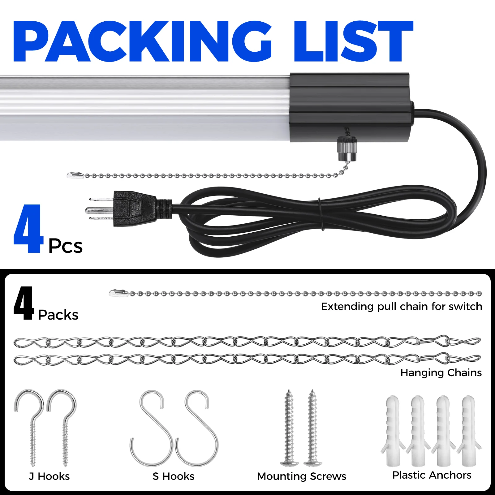 Barrina 84W LED Shop Lights 4FT 5000K 10000LM | Motion Sensor, Hanging, Linkable & Power Plug Cords | BS84 - Image 11