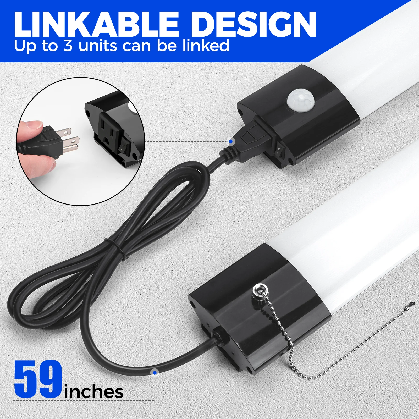 Barrina 84W LED Shop Lights 4FT 5000K 10000LM | Motion Sensor, Hanging, Linkable & Power Plug Cords | BS84 - Image 6