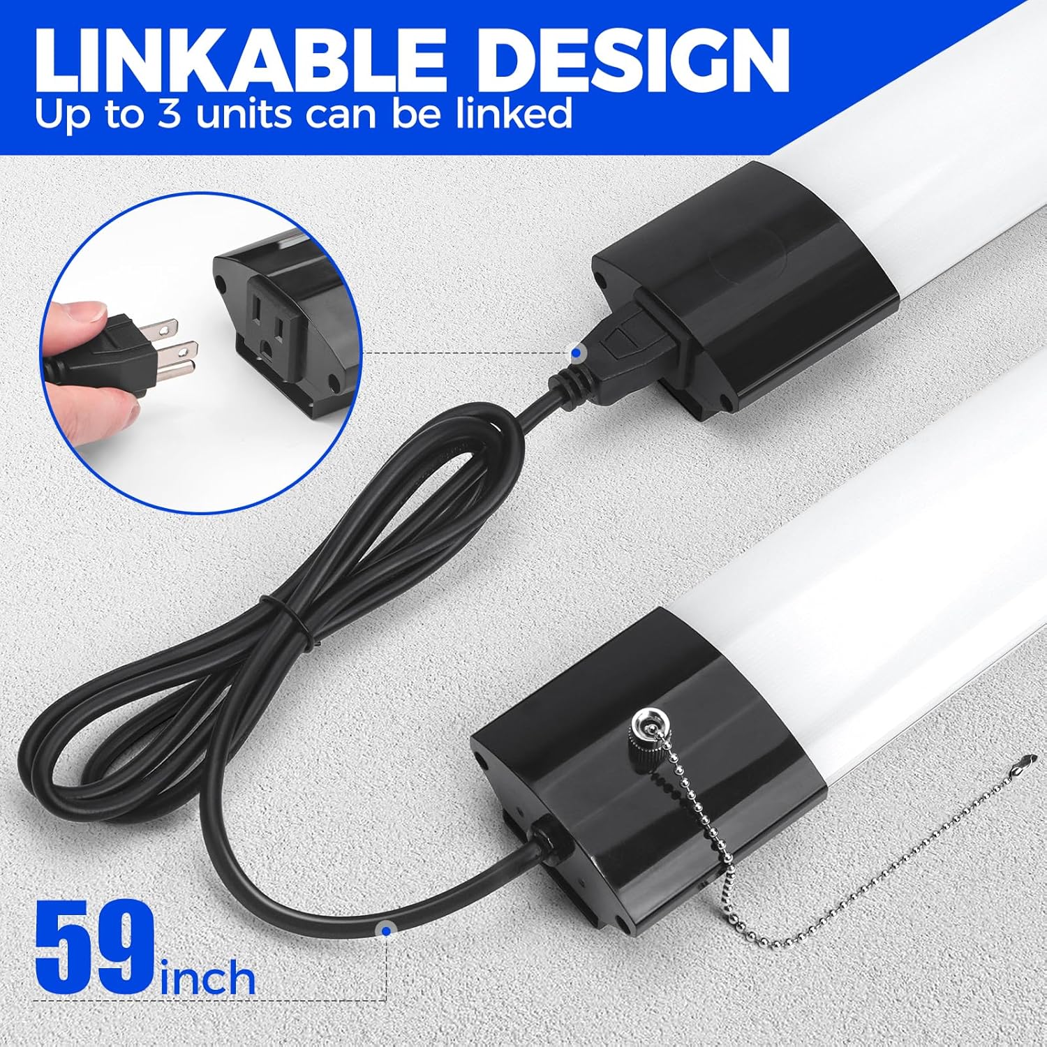 Barrina 84W LED Shop Lights 4FT 6500K 10000LM | Hanging, Linkable & Power Plug Cords | BS84 - Image 6