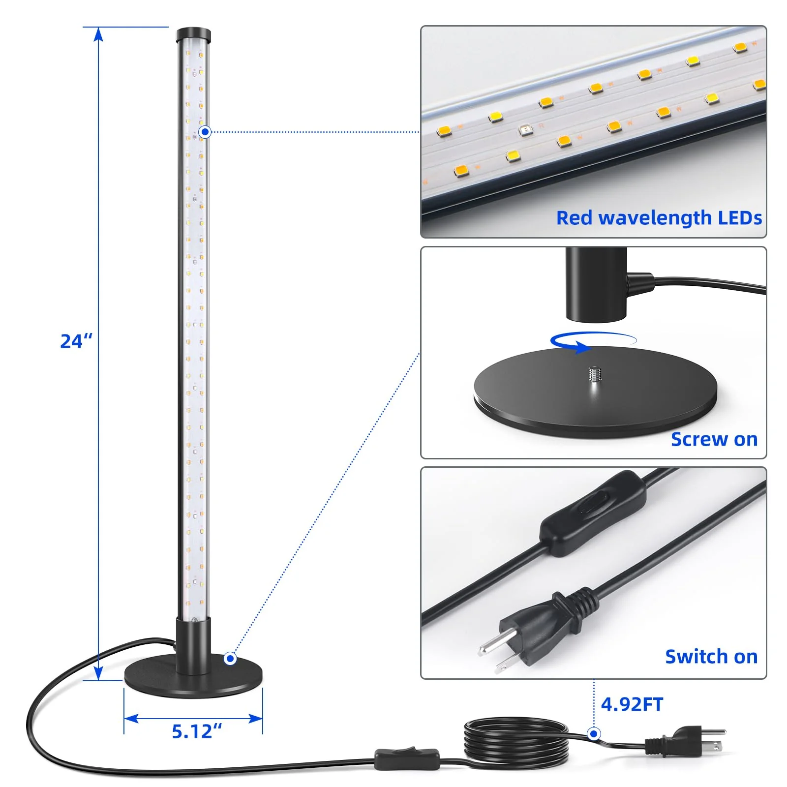 Barrina T10 20W LED Standing Grow Light 2FT 3000K+6500K+660nm | Full Spectrum | T1020 - Image 8