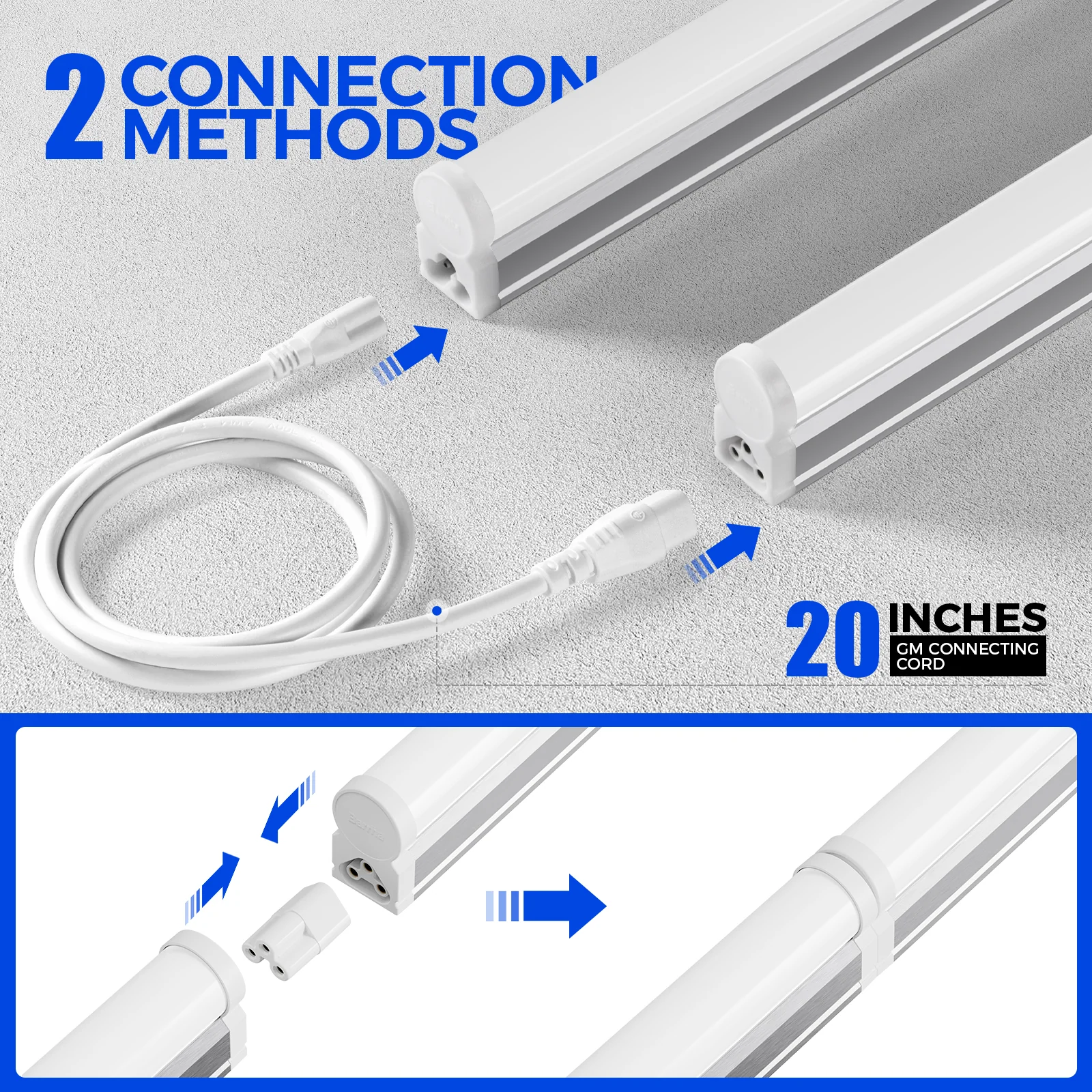 Barrina T5 10W LED Shop Lights 2FT 5000K 1100LM | Linkable & Corded Electric Switch | AAF10 - Image 4