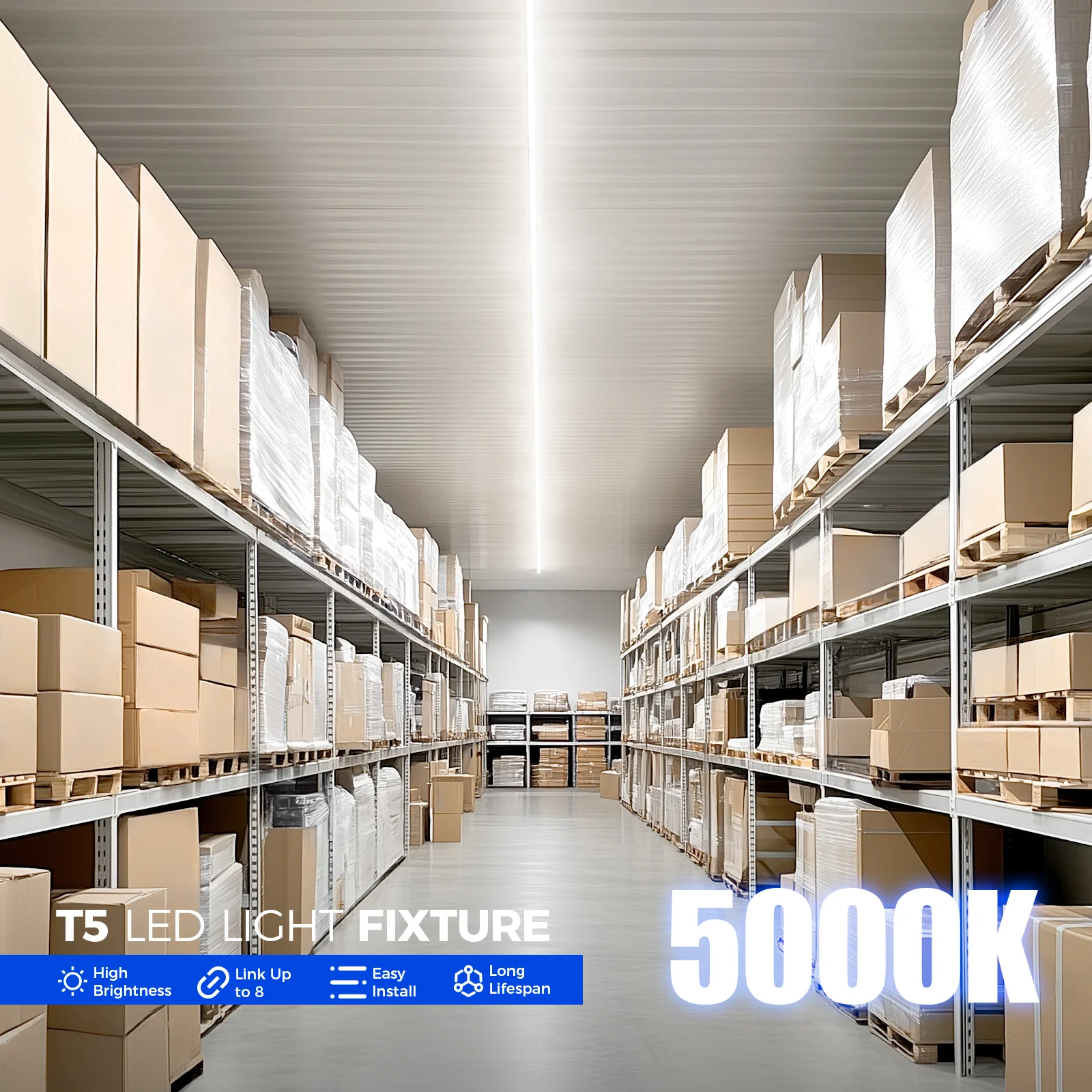 Barrina T5 20W LED Shop Lights 4FT 5000K 2200LM | Linkable & Corded Electric Switch | AAL20 - Image 6