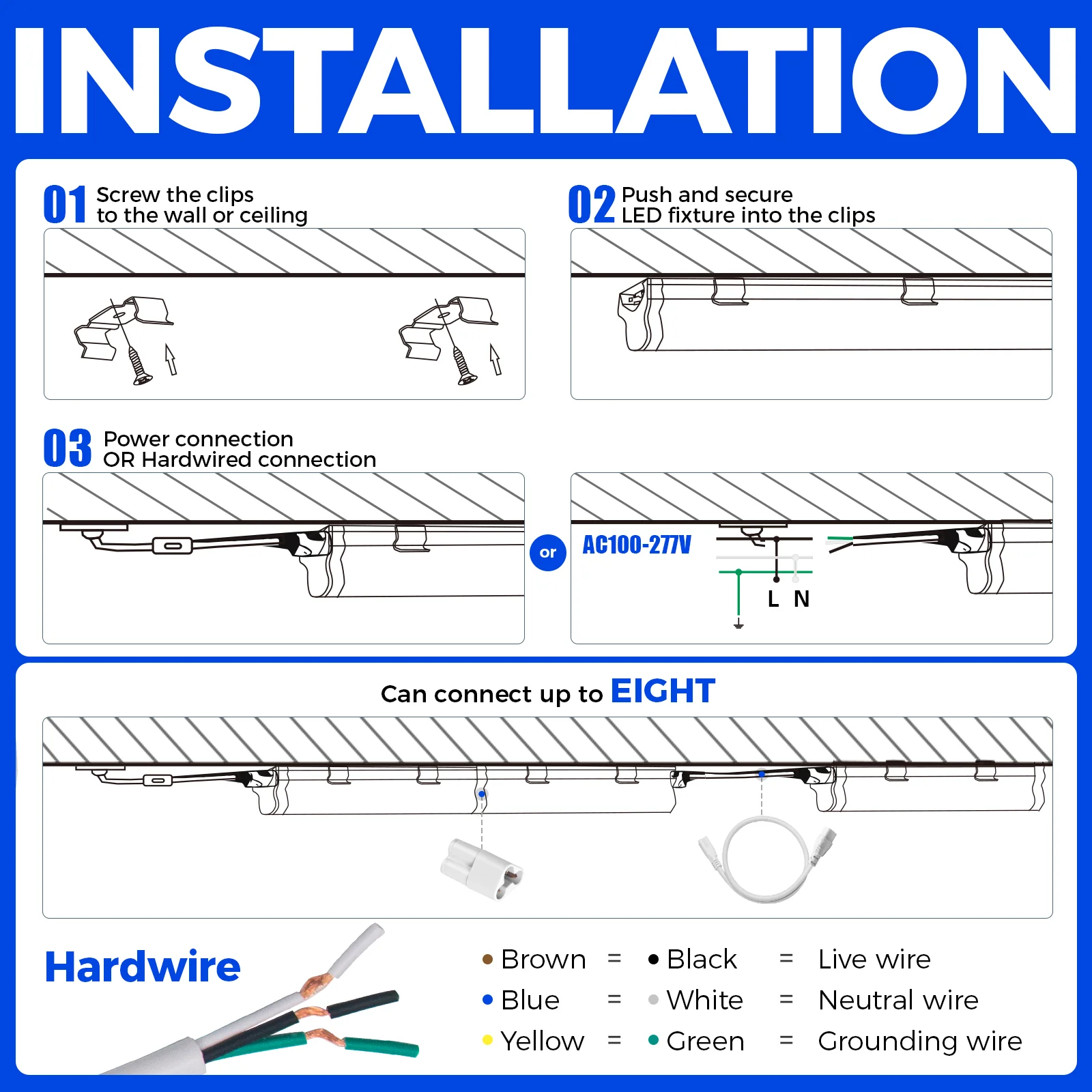 Barrina T5 20W LED Shop Lights 4FT 5000K 2200LM | Linkable & Corded Electric Switch | AAL20 - Image 8