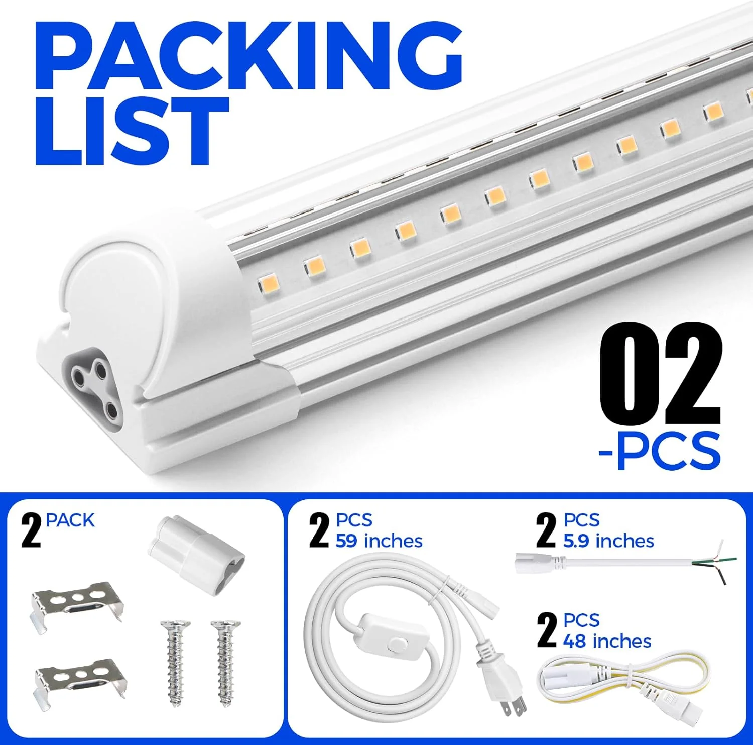 Barrina T8 20W LED Shop Lights 2FT 3000K 3000LM | Clear Cover & V Shape Tube | BAF20 - Image 8