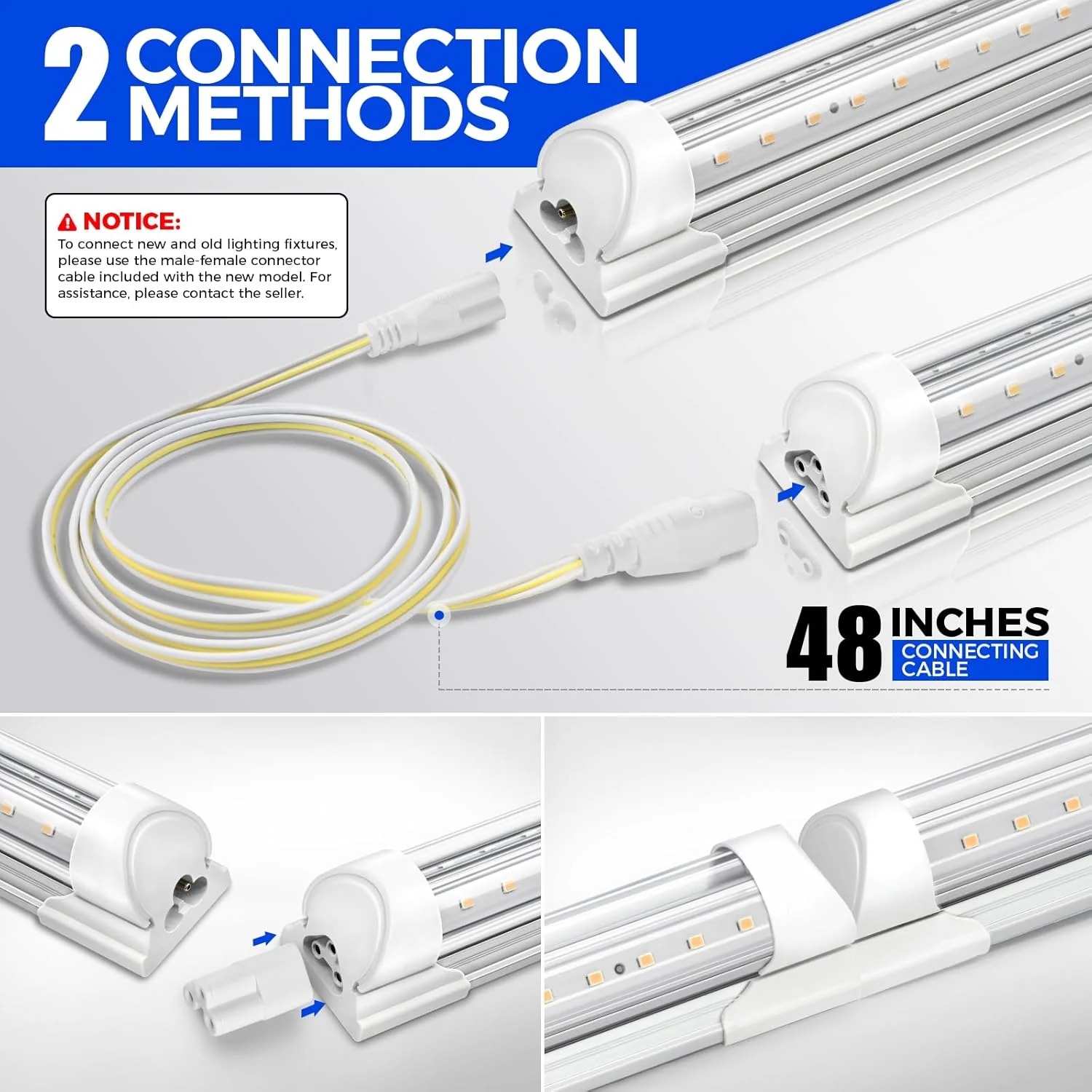 Barrina T8 20W LED Shop Lights 2FT 4000K 3000LM | Clear Cover & V Shape Tube | BAF20 - Image 3