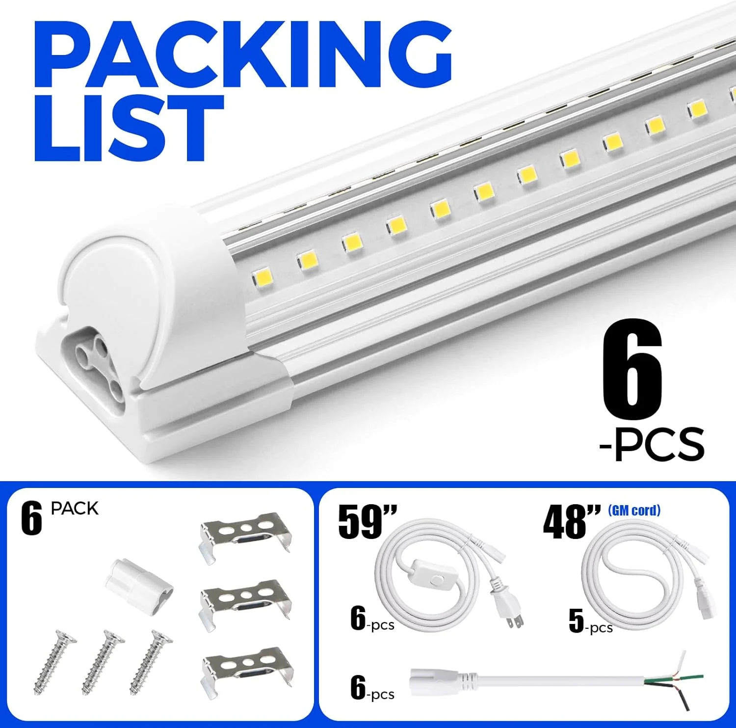 Barrina T8 60W LED Shop Lights 6FT 5000K 8500LM | Clear Cover & V Shape Tube | BAR60 - Image 8