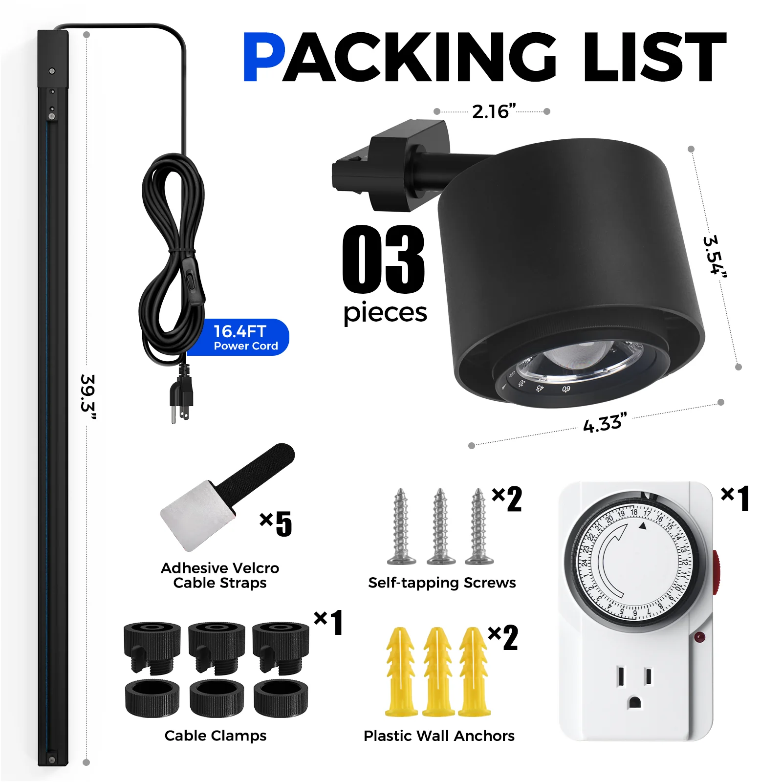 Barrina TR40c 3 x 40W LED Grow Lights 4000K | Full Spectrum, Ceiling Track & Timer | TR40c (Black) - Image 9